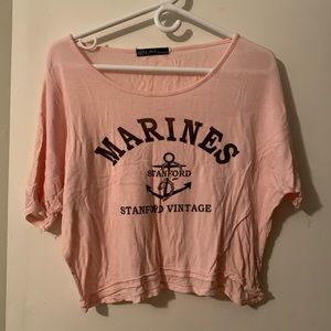 Light Pink Marine Graphic Crop Top